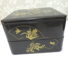 Load image into Gallery viewer, Antiques / folk art Kiyoshihiro Kiyoshi Heavy Box Two -layer Heavy Heavy Ball Black lacquered ware sinking kin and birds