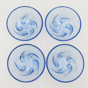 Tableware SGS Sakura Stamp Glass Bowl 5-piece set Blue Flower Vintage Deadstock item