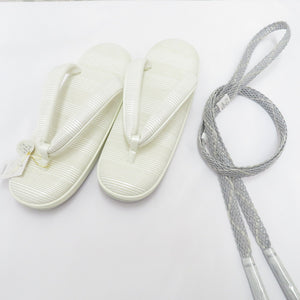 Sandshal Summer / Single Collow Selver Summer Obi Gift Present NEW Canvas White M size White Japanese Made in Japan Women's Ladies Footwear for Women