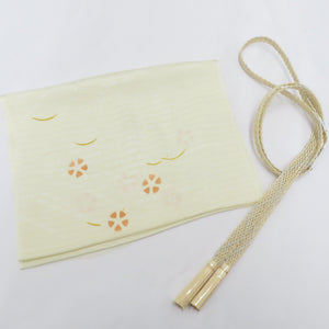 Obi tightening / obi -fried set Summer silk for summer pure silk gauge -fried racing band tightening M size silk 100% cream -based cream kimono small summer items