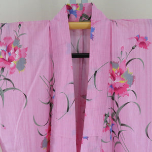 Yukata Women's Yukata Flower Pattern Pink L size Cotton Summer Women's Ladies