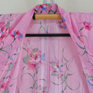 Yukata Women's Yukata Flower Pattern Pink L size Cotton Summer Women's Ladies