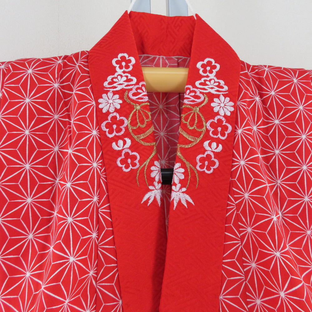 子供着物 女の子用 四つ身 襦袢セット 箔 毬文様 桃色 正絹 袷