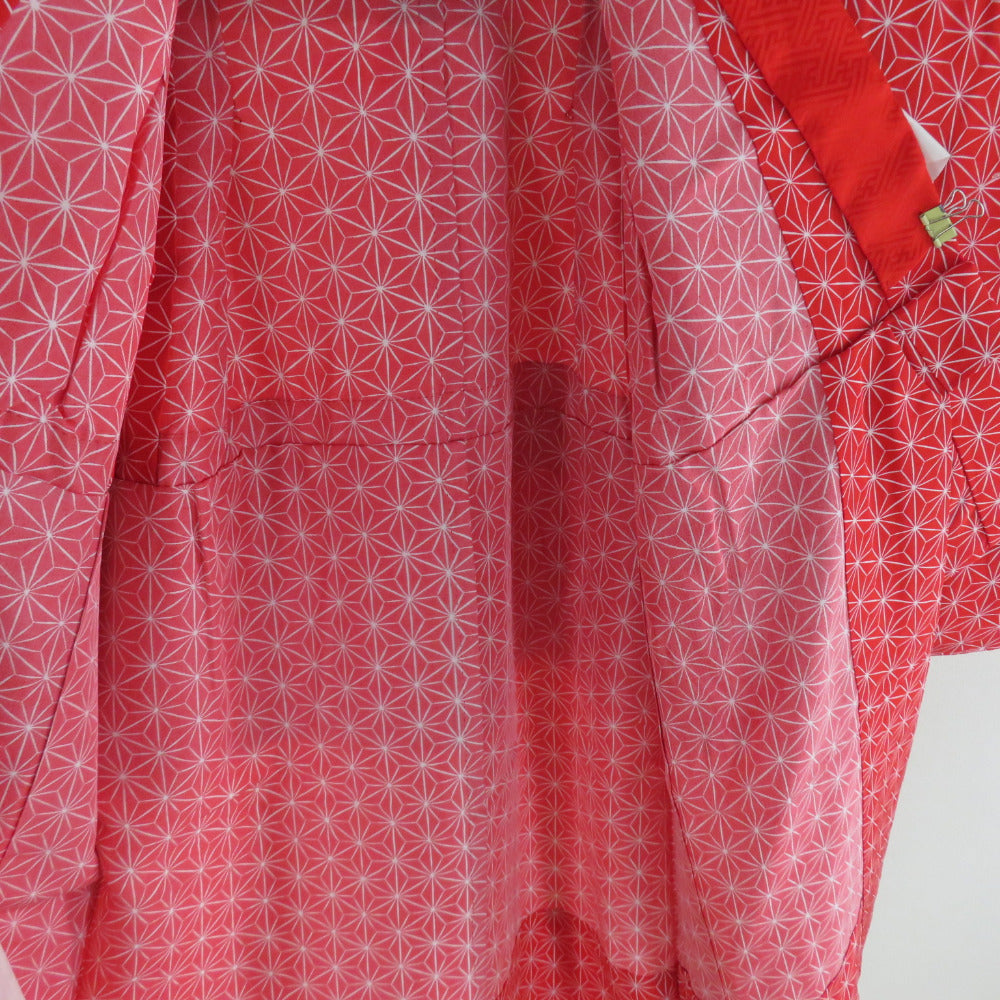 子供着物 女の子用 四つ身 襦袢セット 箔 毬文様 桃色 正絹 袷