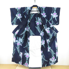 Load image into Gallery viewer, Yukata Women Yukata Kitsubata Pattern Done X Mint x Purple Ketsubetsu Dyeing Cotton Summer Futures Ladies Tailed Light 155cm