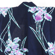 Load image into Gallery viewer, Yukata Women Yukata Kitsubata Pattern Done X Mint x Purple Ketsubetsu Dyeing Cotton Summer Futures Ladies Tailed Light 155cm