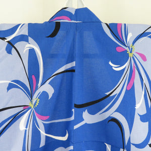 Yukata Women's Yukata Design Flower Pattern Blue x White Cotton Summer Future Ladies Tailoring Light 166cm