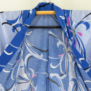 Yukata Women's Yukata Design Flower Pattern Blue x White Cotton Summer Future Ladies Tailoring Light 166cm