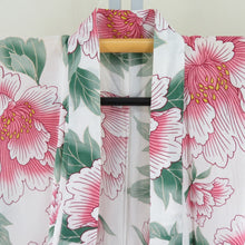 Load image into Gallery viewer, Yukata Women&#39;s Yukata Flower Pattern White X Pink x Green Cotton Summer Swar Ladies