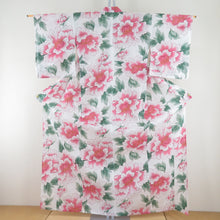 Load image into Gallery viewer, Yukata Women&#39;s Yukata Flower Pattern White X Pink x Green Cotton Summer Swar Ladies