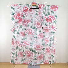 Load image into Gallery viewer, Yukata Women&#39;s Yukata Flower Pattern White X Pink x Green Cotton Summer Swar Ladies