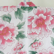 Load image into Gallery viewer, Yukata Women&#39;s Yukata Flower Pattern White X Pink x Green Cotton Summer Swar Ladies