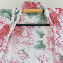 Load image into Gallery viewer, Yukata Women&#39;s Yukata Flower Pattern White X Pink x Green Cotton Summer Swar Ladies