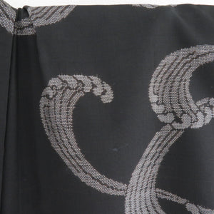 Komon single clothing pongee wide collar pure silk waves black x gray tailed rising height 159cm