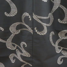 Load image into Gallery viewer, Komon single clothing pongee wide collar pure silk waves black x gray tailed rising height 159cm