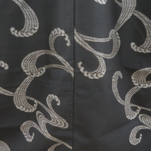 Komon single clothing pongee wide collar pure silk waves black x gray tailed rising height 159cm