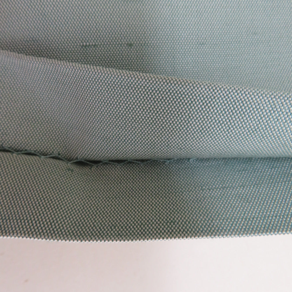 袋帯 洒落袋帯 紬帯 兼六園文様 お太鼓柄 薄緑x灰色x正絹 仕立て