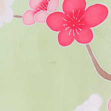 Load image into Gallery viewer, 子供着物 女の子用 一つ身 襦袢セット 赤橙 正絹 几帳に花々文様 フォーマル 女児 七五三 祝着 子供きもの 身丈72cm