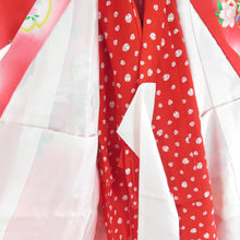 Load image into Gallery viewer, 子供着物 女の子用 被布・襦袢セット 一つ身 赤桃色 絞り 箔 桜毬模様 正絹 フォーマル 3歳 女児 七五三 祝着 子供きもの 身丈65cm