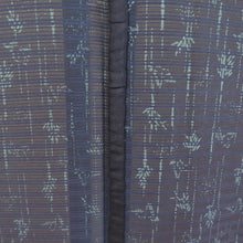 Load image into Gallery viewer, Summer kimono single garlic pure silk silk summer bamboo with a sparrow pattern dark blue x light blue wide collar tailored 156cm