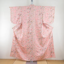 Load image into Gallery viewer, Komon Komon Konjin flower on a fan pattern Salmon pink x multicolor bee collar silk silk casual height 153cm