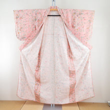 Load image into Gallery viewer, Komon Komon Konjin flower on a fan pattern Salmon pink x multicolor bee collar silk silk casual height 153cm