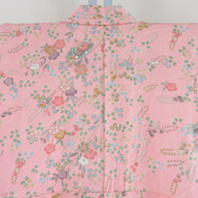 Load image into Gallery viewer, Komon Komon Konjin flower on a fan pattern Salmon pink x multicolor bee collar silk silk casual height 153cm