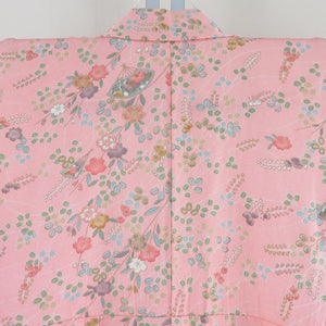 Komon Komon Konjin flower on a fan pattern Salmon pink x multicolor bee collar silk silk casual height 153cm