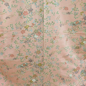 Komon Komon Konjin flower on a fan pattern Salmon pink x multicolor bee collar silk silk casual height 153cm