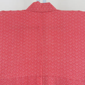 Komon single clothing Aomi wave pattern Red x white wide collar pure silk casual height 153cm