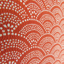 画像をギャラリービューアに読み込む, 小紋 単衣 青海波模様 赤色ｘ白色 広衿 正絹 カジュアル 身丈153cm