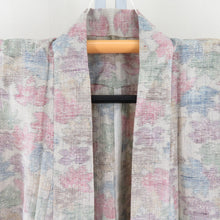 Load image into Gallery viewer, Tsumugi kimono single dress Autumn leaf pattern Light gray x multicolored bee collar silk silk casual height 161cm