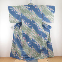 Load image into Gallery viewer, Komon Polyester Lined Wide Collar Tataki Lao Blue Power Polish x Green Washing Kimono