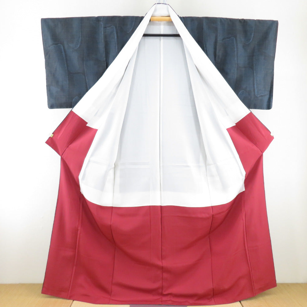 紬 着物 本場奄美大島紬 証紙付 純泥染 田川絹織物 一元式 袷着物 広衿