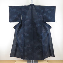 Load image into Gallery viewer, Summer kimono single garment polyester summer small blue blossoms with butterfly pattern Bachi collar tailored