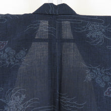 Load image into Gallery viewer, Summer kimono single garment polyester summer small blue blossoms with butterfly pattern Bachi collar tailored