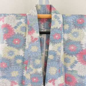 Tsumugi Kimono single garment pattern Pastel and other places and other places 100 bells collar silk silk casual height 150cm