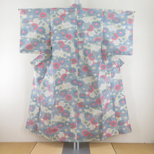 Load image into Gallery viewer, Tsumugi Kimono single garment pattern Pastel and other places and other places 100 bells collar silk silk casual height 150cm