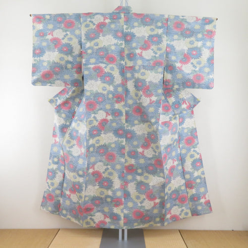 Tsumugi Kimono single garment pattern Pastel and other places and other places 100 bells collar silk silk casual height 150cm