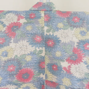 Tsumugi Kimono single garment pattern Pastel and other places and other places 100 bells collar silk silk casual height 150cm