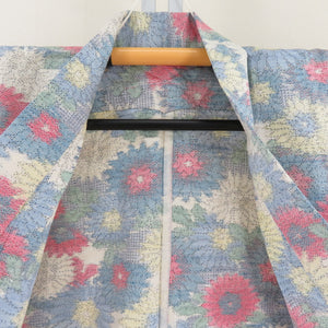 Tsumugi Kimono single garment pattern Pastel and other places and other places 100 bells collar silk silk casual height 150cm