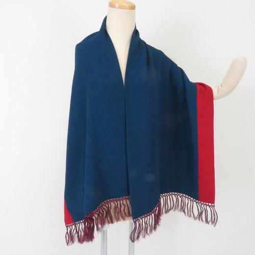 Shawl silk red x blue two color reversible shawl length 150cm