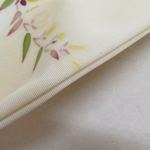 Nagoya Obi Silk Silk Yuzen Dyeing Obi Slow Cream Cream Color x Butterfly Pattern Casual Casual Length 370cm