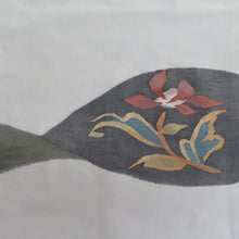 Load image into Gallery viewer, Nagoya Obi Silk Nishijin Ori Sakashita Textile Gray Flowers Palace Taiko Pattern Casual Length 374cm