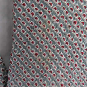 Komon lined wide collar gray blue x wine red total aperture Kanako pattern Petite size pure silk tailed height 150cm