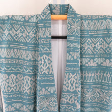 Load image into Gallery viewer, Komon Polyester Lined Bee Bee Collar Sarasa Pattern ethnic Turquoise Blue Washing Kimono