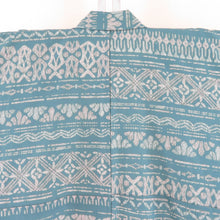 Load image into Gallery viewer, Komon Polyester Lined Bee Bee Collar Sarasa Pattern ethnic Turquoise Blue Washing Kimono