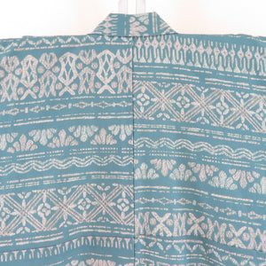 Komon Polyester Lined Bee Bee Collar Sarasa Pattern ethnic Turquoise Blue Washing Kimono