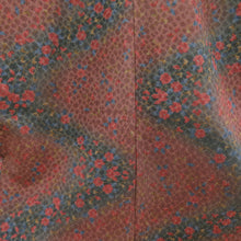 Load image into Gallery viewer, Komon Polyester Lined Wide collar Ringlum on Flowers Pattern Brown x Green Washing Kimono