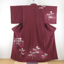 Load image into Gallery viewer, Attached Kaga Yuzazawa Iiki Hand -painted Yuzen Slazen One crested blur dyeing engine lined wide collar silk tailed kimono 158cm